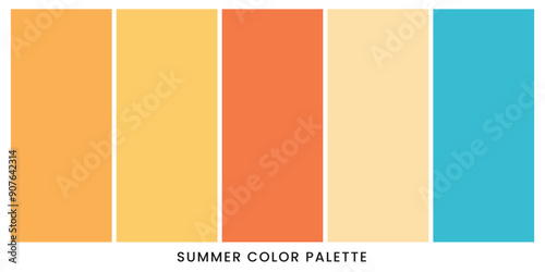Set of trendy summer color template. Collection palette for design. Vector Illustration.