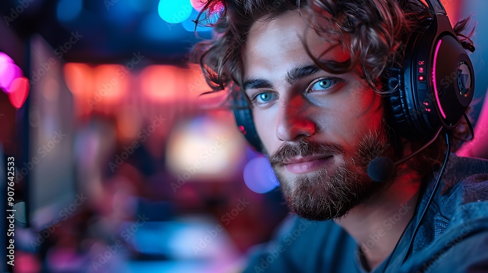 A competitive male gamer with a determined expression, playing a fast-paced game on a high-resolution monitor. A competitive male gamer with a determined expression, playing a fast-paced game on a high-resolution monitor.