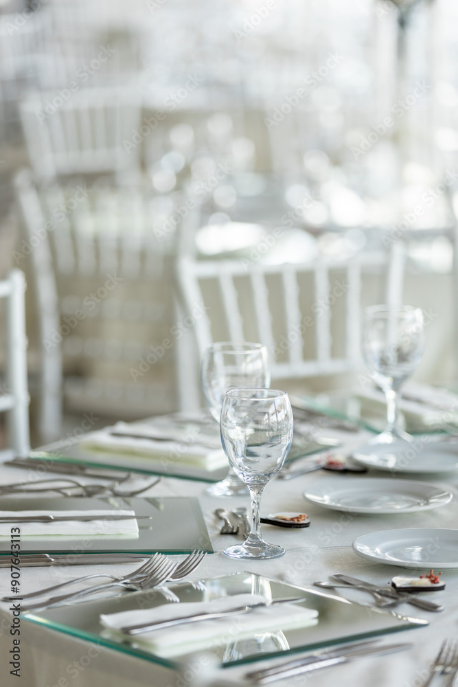 Indoor Wedding Reception: Round Tables with Unique Floral Centerpieces
