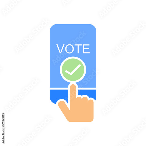 
Online voting line icon. Sign of internet voting via mobile phone. Web election symbol.Simple banner illustration online voting icon pattern isolated white background.