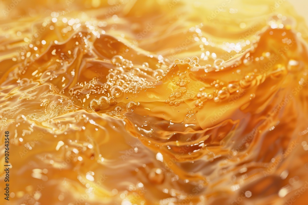 A close up of a yellow liquid with many small bubbles A close up of a yellow liquid with many small bubbles