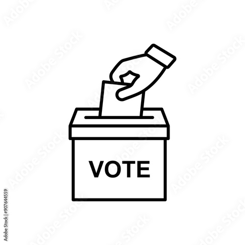 
Hand voting ballot box icon, Election Vote concept, Simple design for web site, logo, app, UI, Vector illustration isolated white background.
