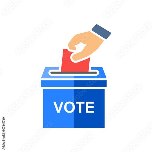 
Hand voting ballot box icon, Election Vote concept, Simple design for web site, logo, app, UI, Vector illustration isolated white background.
