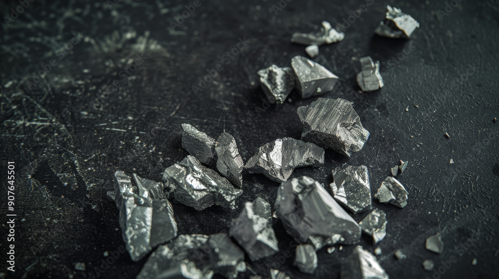 raw lithium samples on dark surfaces
