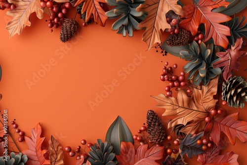 A wreath made of autumn leaves and berries