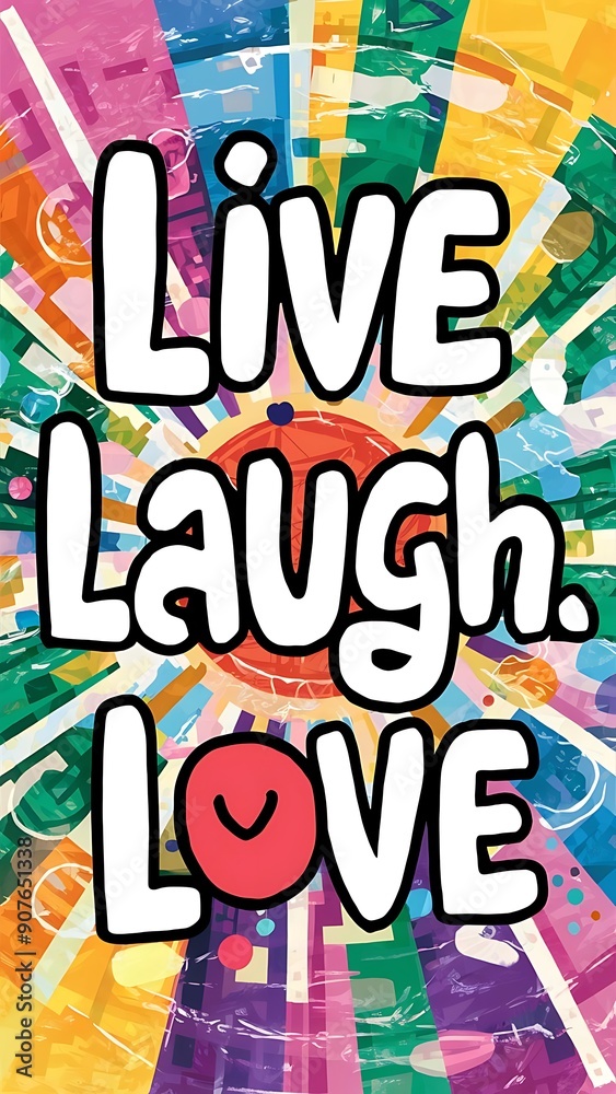 Live, Laugh, Love colorful background and text (T-shirt Design Motivational Quote, Illustration ,Typography) Live, Laugh, Love colorful background and text (T-shirt Design Motivational Quote, Illustration ,Typography)