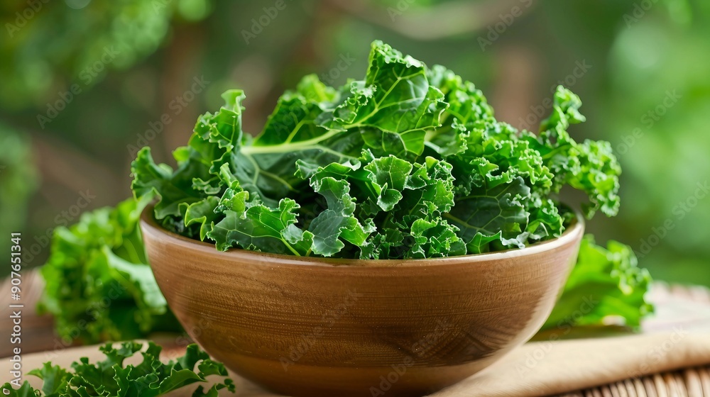 Vibrant Green Kale Leaves in a Ceramic Bowl - Healthy Organic Vegetable Concept Vibrant Green Kale Leaves in a Ceramic Bowl - Healthy Organic Vegetable Concept