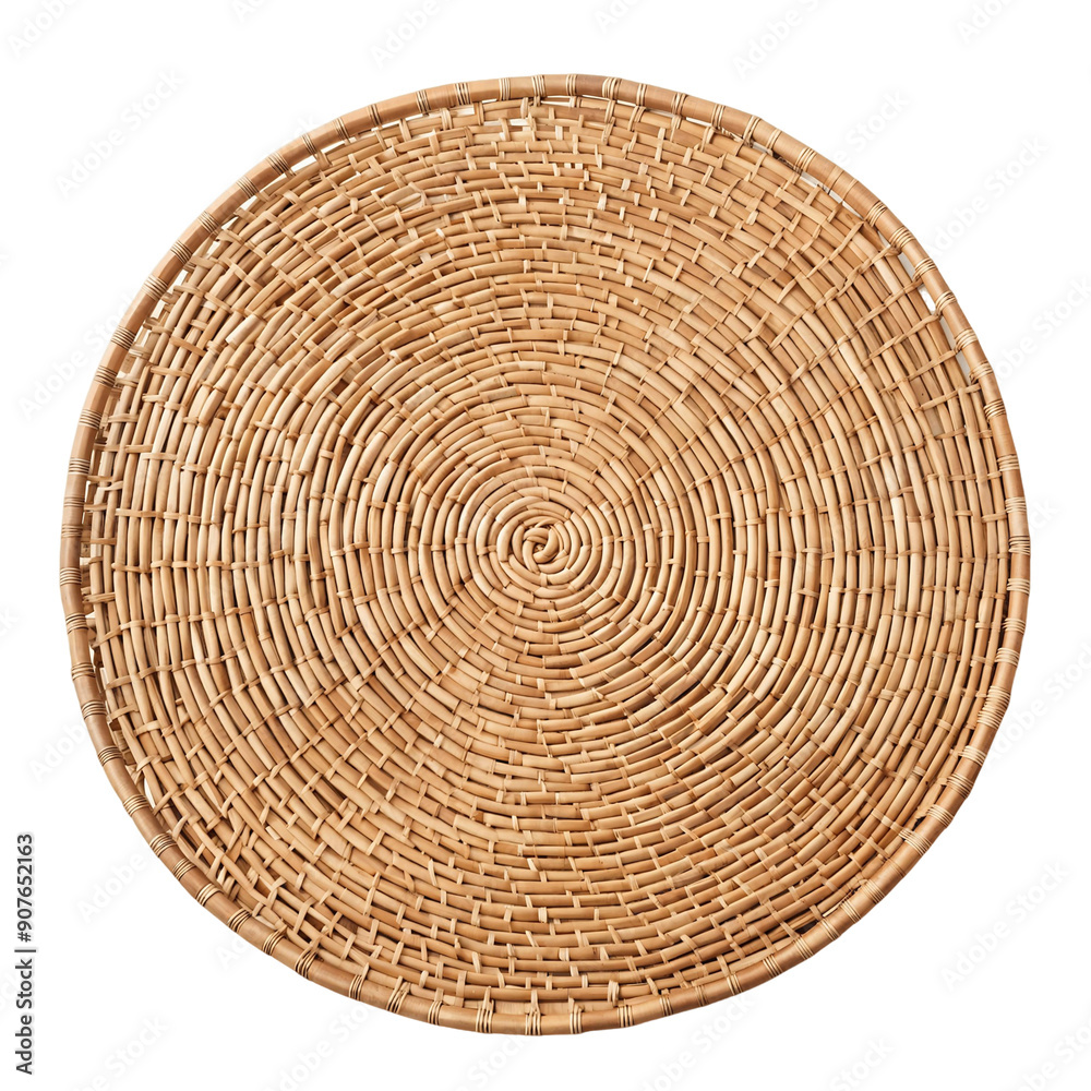 Fototapeta premium Rattan Placemat Isolated on Transparent Background
