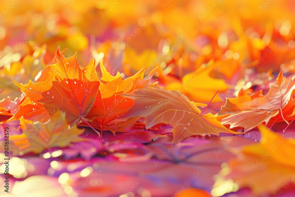 A pile of red and yellow leaves on a sidewalk A pile of red and yellow leaves on a sidewalk