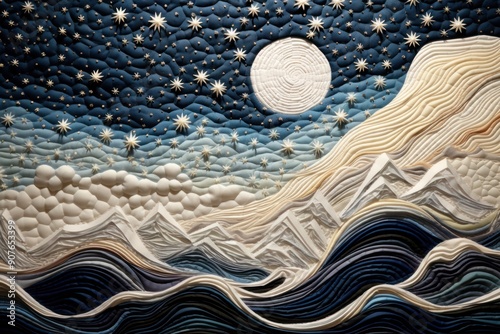 Starry sky pattern texture quilt. photo