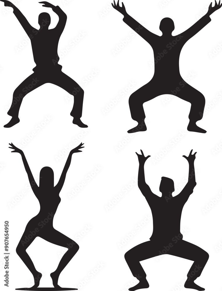 set of silhouettes of people dancing isolated on white background set of silhouettes of people dancing isolated on white background