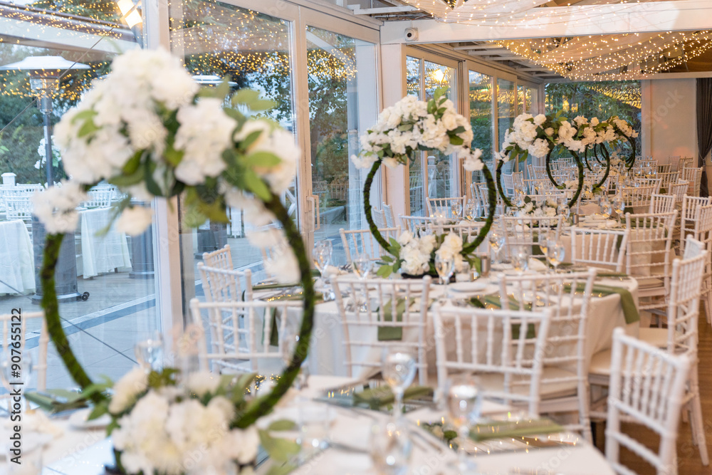 Luxury Wedding Venue: Beautifully Decorated Table with Floral Hoops