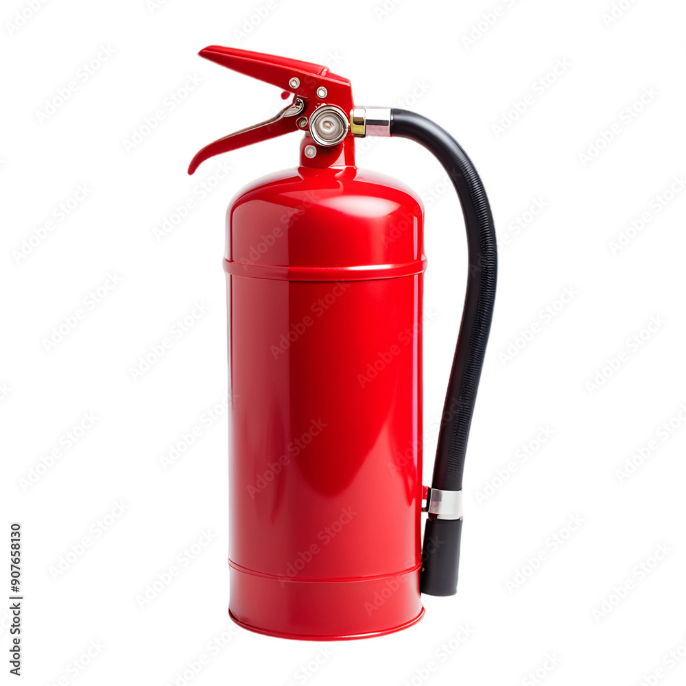 Obraz premium Red Fire Extinguisher Isolated on Transparent Background