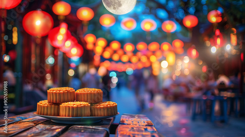 moon cake mid autumn Chinese traditional festival background  photo