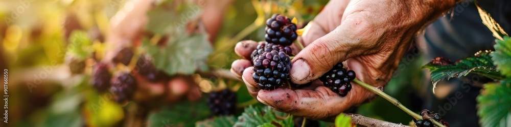 close-up of blackberry picking. Selective focus close-up of blackberry picking. Selective focus