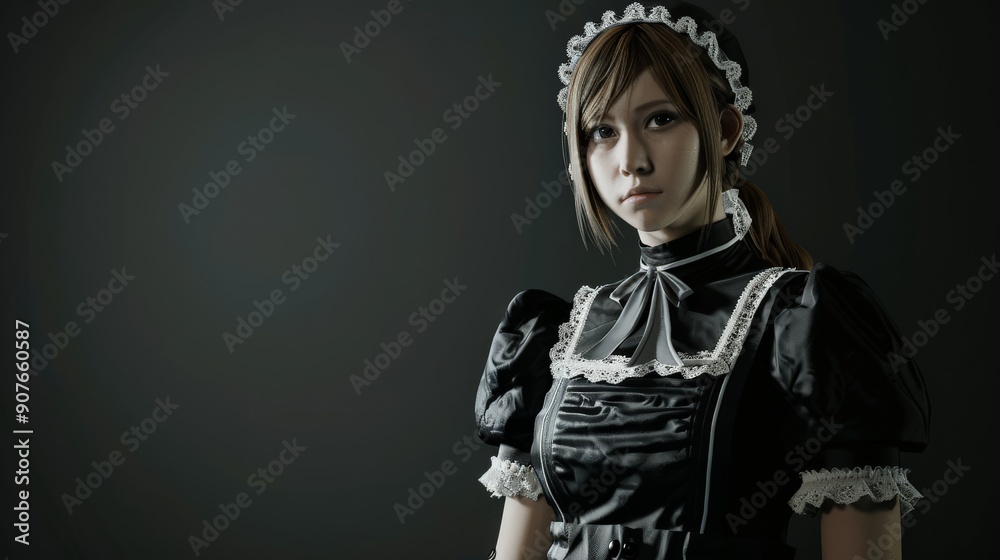 Naklejka premium A skilled cosplayer embodies a superheroine in an engaging atmosphere