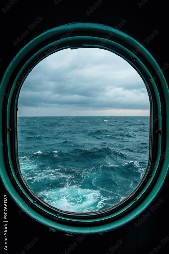 Fototapeta premium Ship window porthole nature motion.