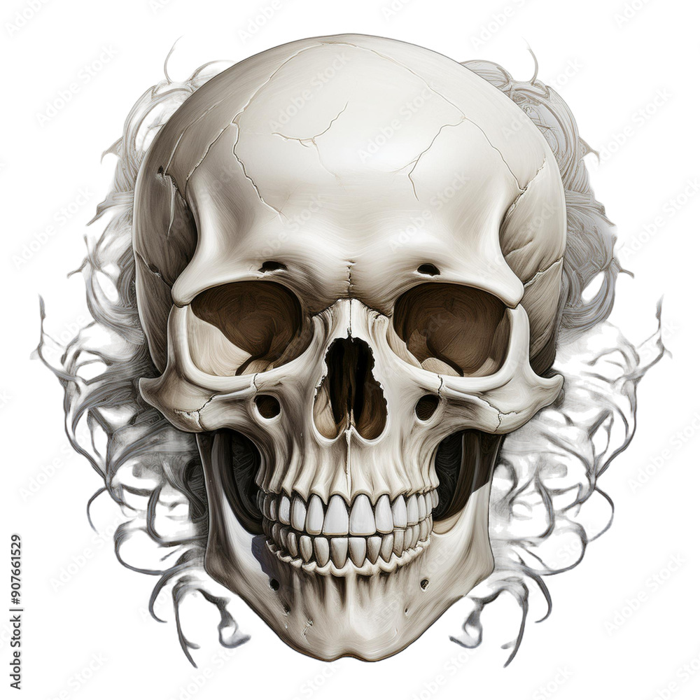 Fototapeta premium Green Crowned Skull PNG, Queen Skull Graphic
