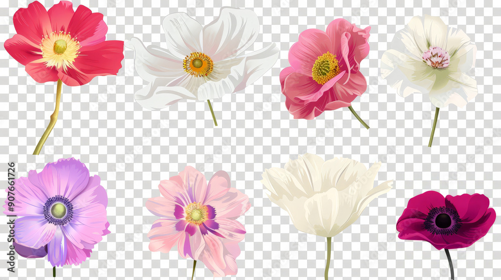 Fototapeta premium set of flowers isolated