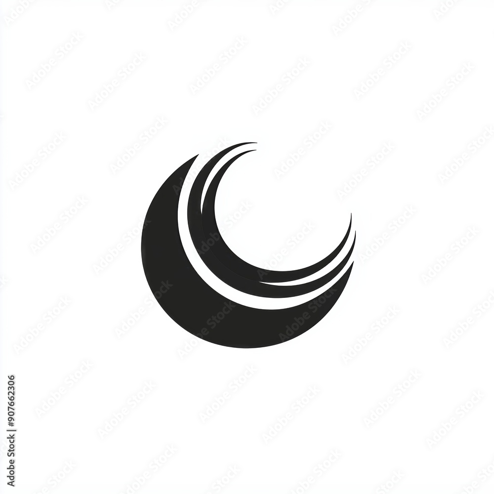 Stylized Black Wave Symbol with Curved Lines Stylized Black Wave Symbol with Curved Lines