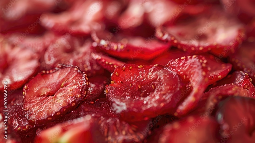 Close up shot of fresh dried strawberries with selective focus Close up shot of fresh dried strawberries with selective focus