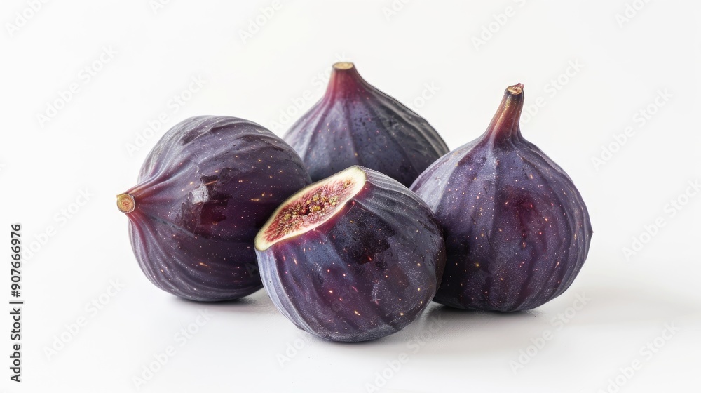 Fototapeta premium Close up photo of exotic purple figs on a white background