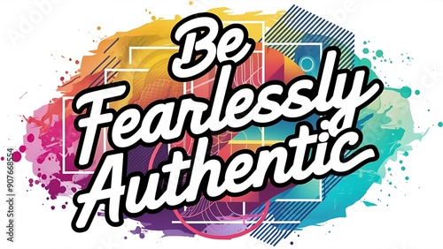 Be Fearlessly Authentic colorful background and text (T-shirt Design Motivational Quote, Illustration ,Typography)