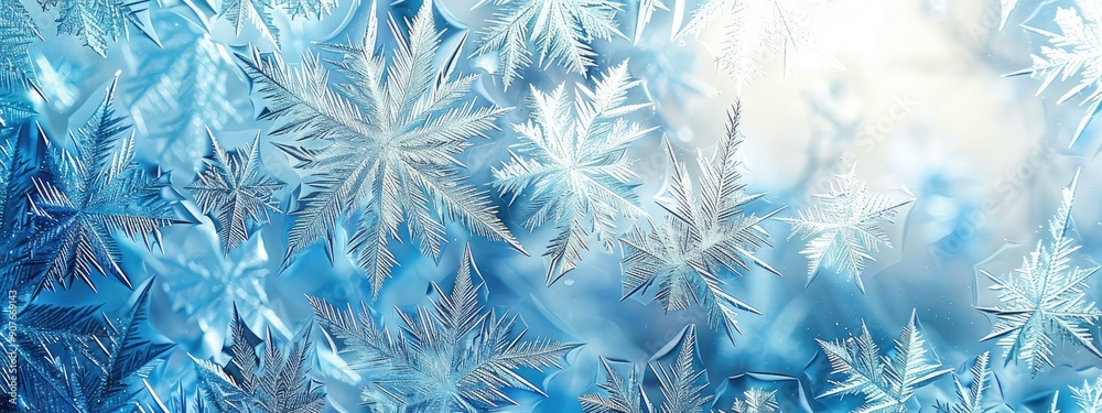 background frost on the glass. Selective focus