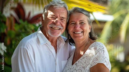 Happy smiling mature senior couple posing together