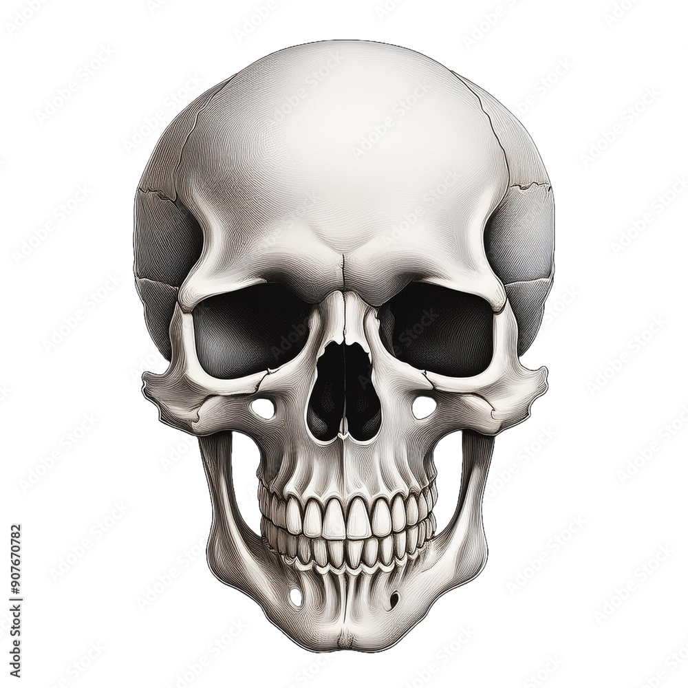 Obraz premium human skull isolated on transparent png. 3d