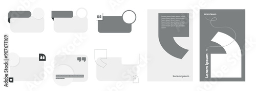 Set of Editable minimal square banner template. Grey background color. Suitable for social media post and web internet ads. Quote frame