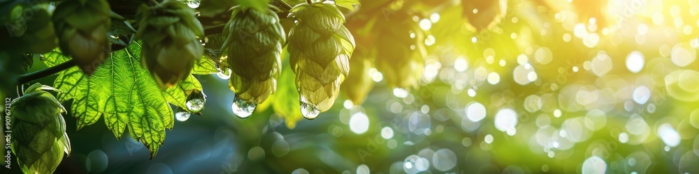 drops of hop essential oil. Selective focus drops of hop essential oil. Selective focus