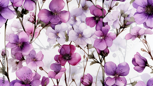 Lilac floral print, Watercolor drawing of flowers close up, Violets on white, Seamless wallpaper, seamless, pattern, fabric, tile, background, carpet, wallpaper, clothing, sarong, packaging, batik	