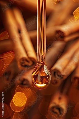 a drop of sandalwood oil close-up. Selective focus photo