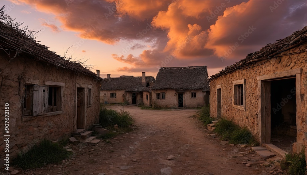 Sunset Over Quaint Village Sunset Over Quaint Village