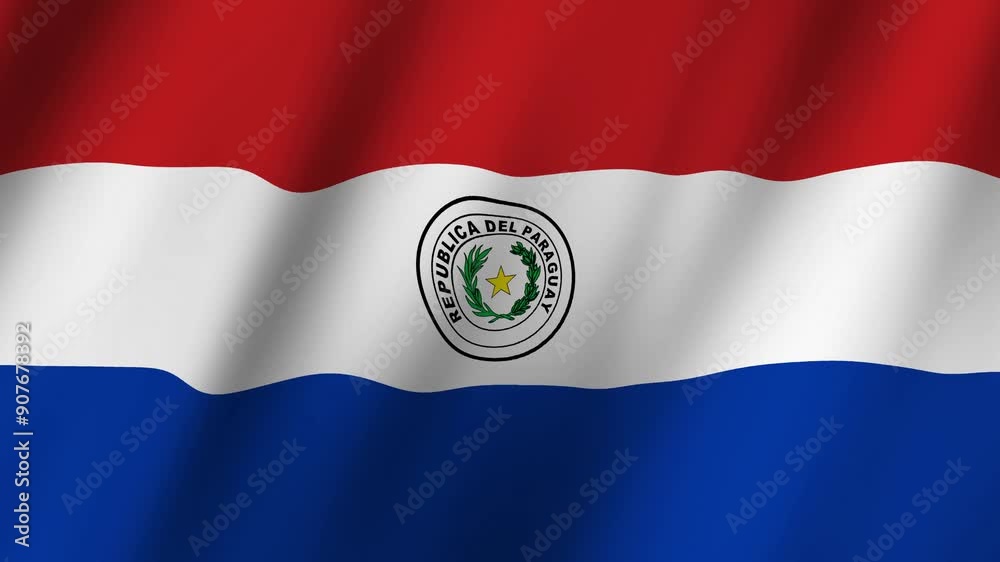 Flag of Paraguay. Paraguay flag footage video waving in wind