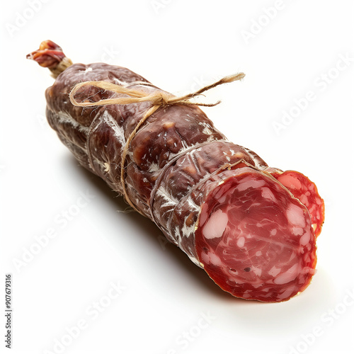 a salami on a white background