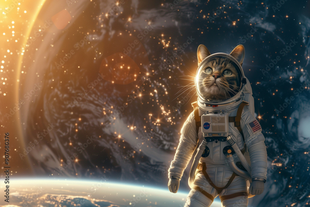 a cat in the space. a cat in the space.