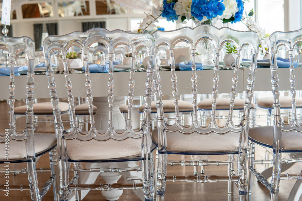 Beautiful Wedding Venue in Istanbul: Tables with Floral Centerpieces and Bridge View
