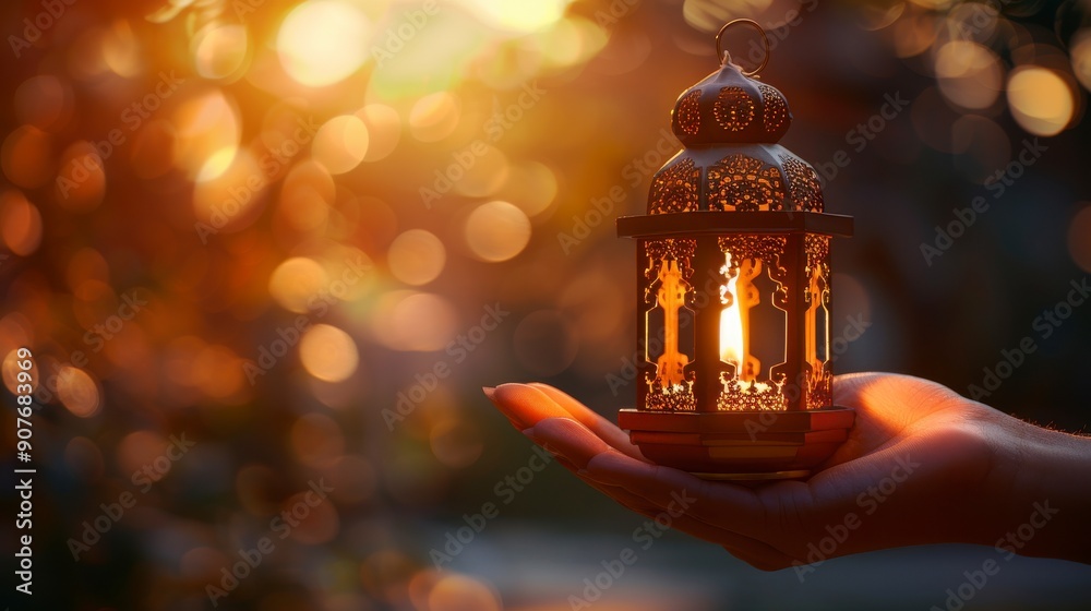 A hand gently cradles a glowing lantern as the sun sets in a peaceful garden A hand gently cradles a glowing lantern as the sun sets in a peaceful garden