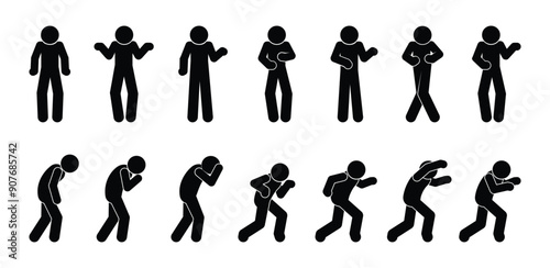 stick figure human icon, isolated human silhouette, people standing