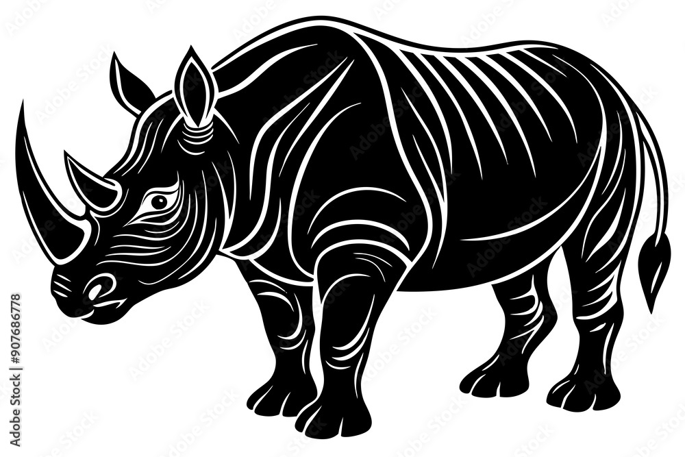 Fototapeta premium Rhino Silhouette Vector, rhino vector graphic icon 