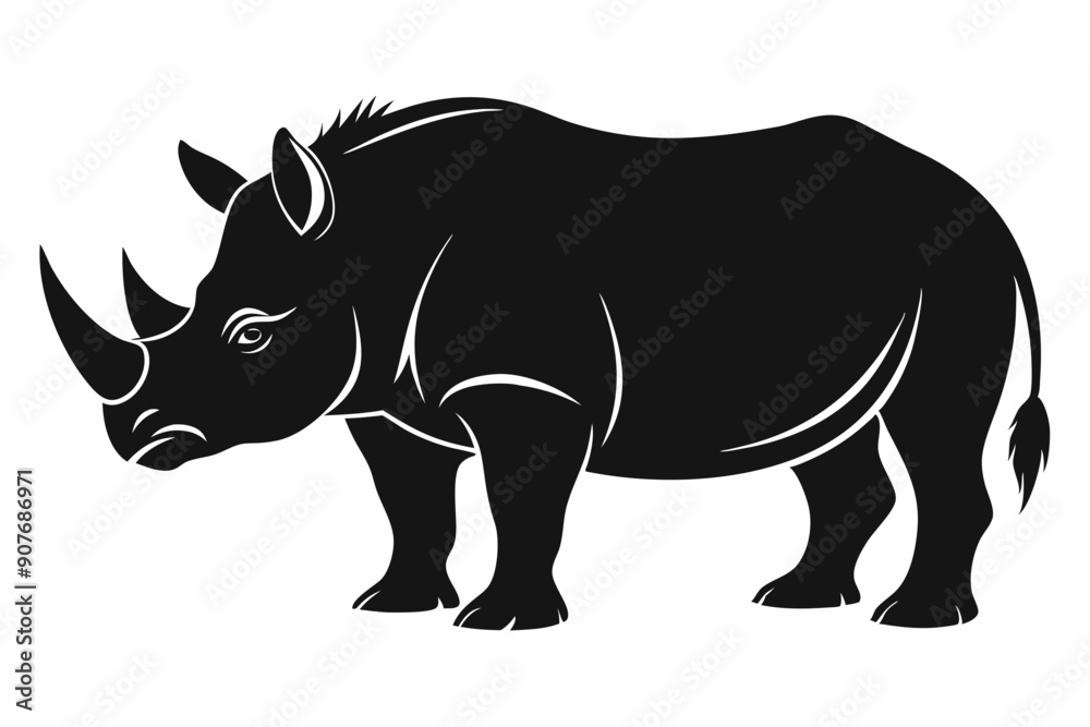 Fototapeta premium Rhino Silhouette Vector, rhino vector graphic icon 