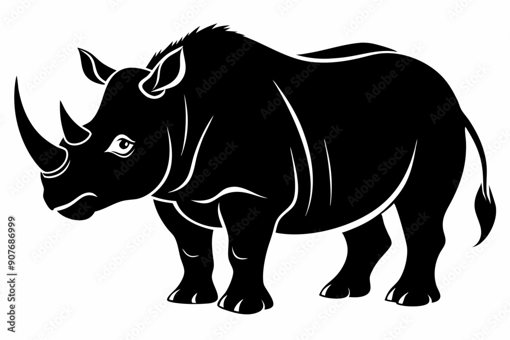 Fototapeta premium Rhino Silhouette Vector, rhino vector graphic icon 