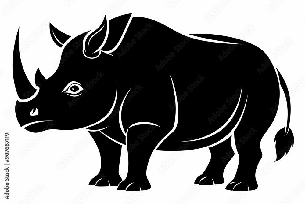 Fototapeta premium Rhino Silhouette Vector, rhino vector graphic icon 