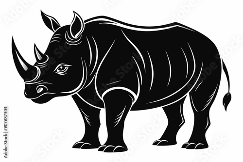 
Rhino Silhouette Vector, rhino vector graphic icon
