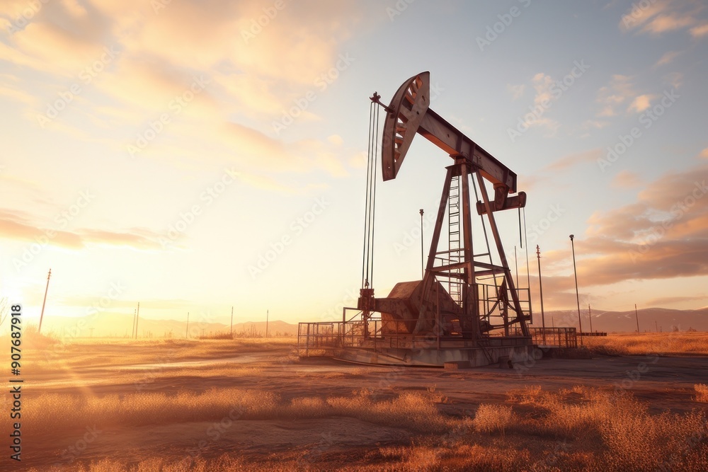 Oil pump industry outdoors day. Oil pump industry outdoors day.