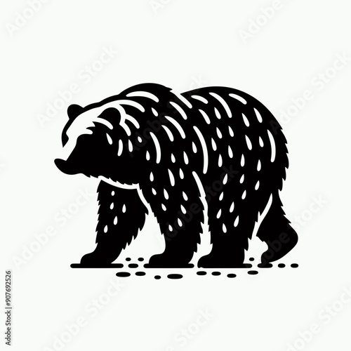 very simple and single bear silhouette white background, very simple and single bear silhouette white background