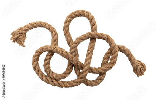 Jute. Twisted linen rope on a white background. Rope