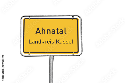 Ortstafel, Ahnatal, Landkreis Kassel, freigestellt als PNG, (Symbolbild) photo